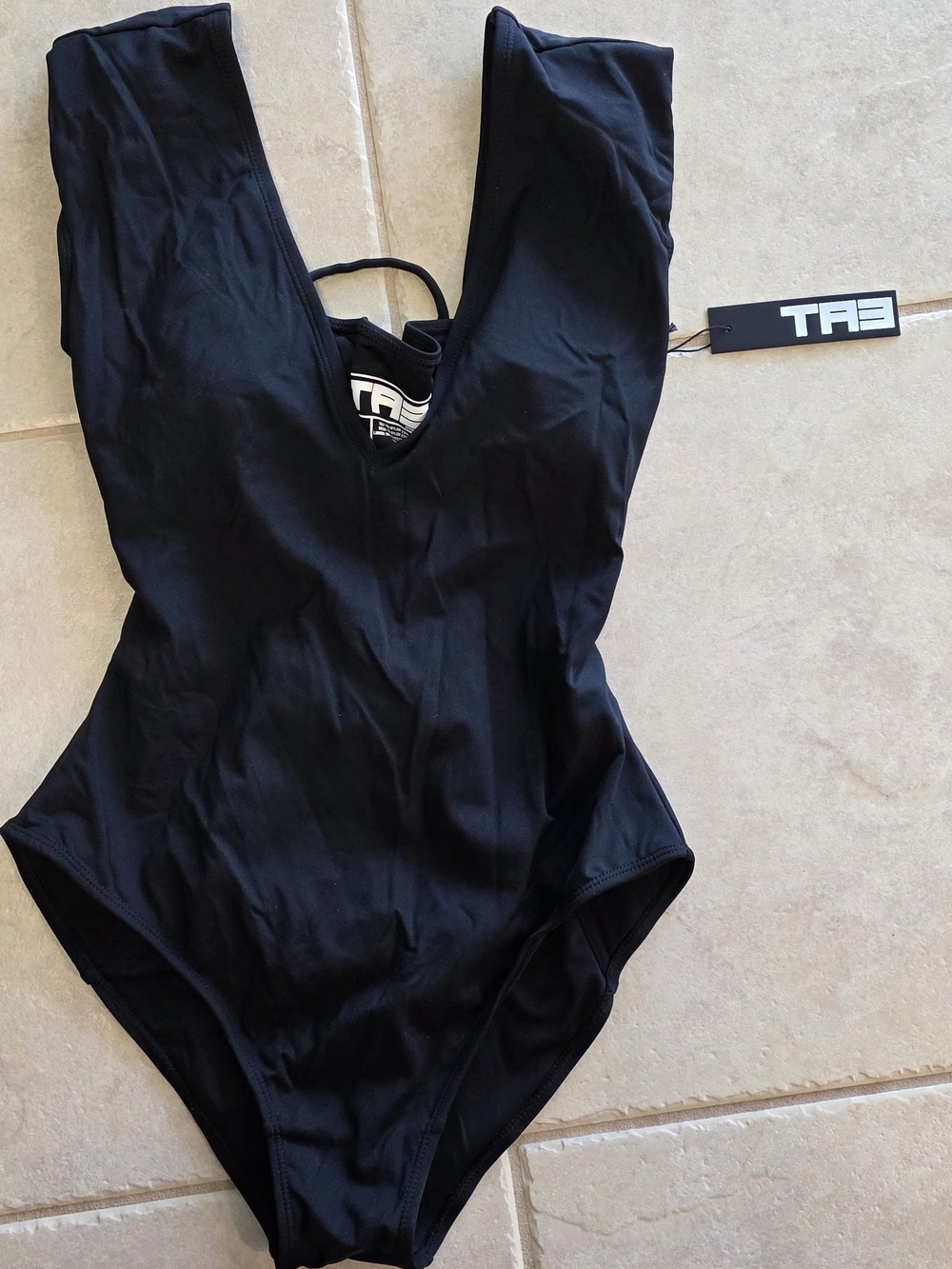 TA3 New Plungey Muscle One Piece Swimsuit Black M Short Snatched Waist Hollywood